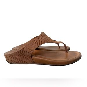 FitFlop Brown Leather Toe-Post Sandals Women's Size 9 Comfort Thong Slides